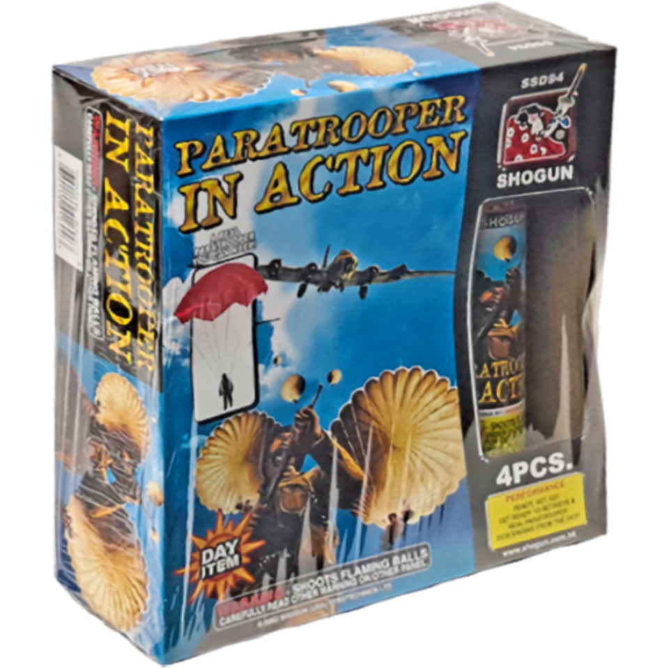 Paratrooper In Action Fireworks Parachute 4 Pack